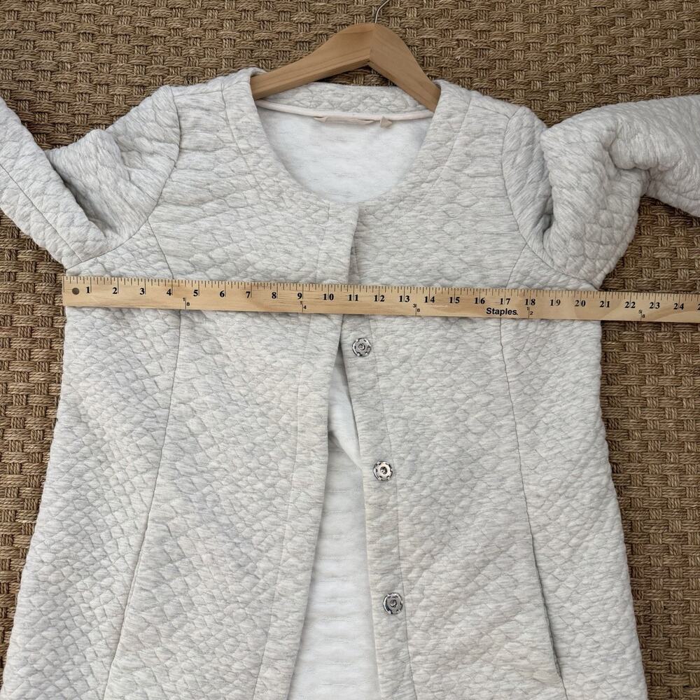 Soft Surroundings Women’s Quilted Longline Jacket Cream Gray Size M Snap Closure - Picture 10 of 12